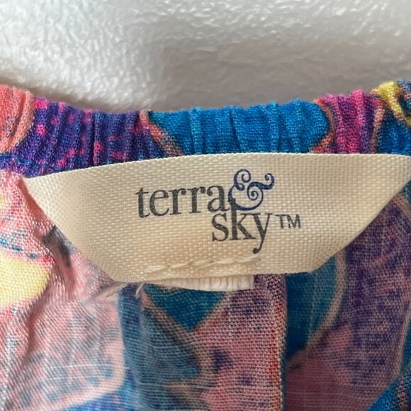 Terra & Sky Floral Blouse Women's Size 2X - Bright - Picture 5 of 8